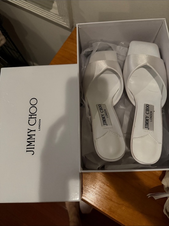 Jimmy Choo Shoes - Jimmy Choo White Satin Slide Mules
